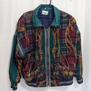 Vintage Jessica Stevens Women's Dog Collar Printed Bomber Jacket Large